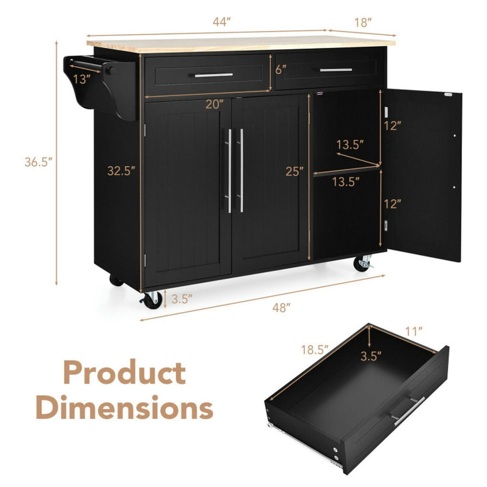 Finihen Rolling Storage Cabinet Cart, Kitchen Island Cart, Kitchen Island Trolley Wood Top Rolling Storage Cabinet Cart with Knife Block, for Kitchen, Dining Room, Black Finihen Rolling Storage Cabinet Cart, Kitchen Island Cart, Kitchen Island Trolley Wood Top Rolling Storage Cabinet Cart with Knife Block, for Kitchen, Dining Room, Black