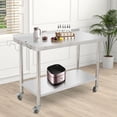 thumbnail image 2 of 48x24 In Stainless Steel Work Table with Wheels Hooks and Backsplash Adjustable Shelf Heavy Duty Commercial Prep Table for Kitchen Garage Home Use, 2 of 6