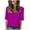 Hot Pink, variant on VgaVtl Womans Tops Elbow-Length Brown T Shirts for Women Trendy Casual Solid Loose V-Neck Tops