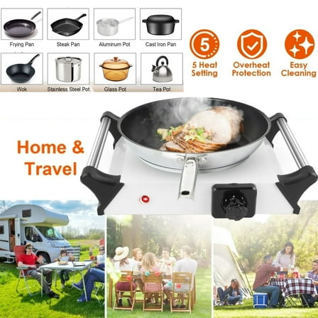 Electric Countertop Stove Single Burner Hot Plate 1000W Portable Handles Coil Heating Hot Plate for Cooking Electric Stove Top,White