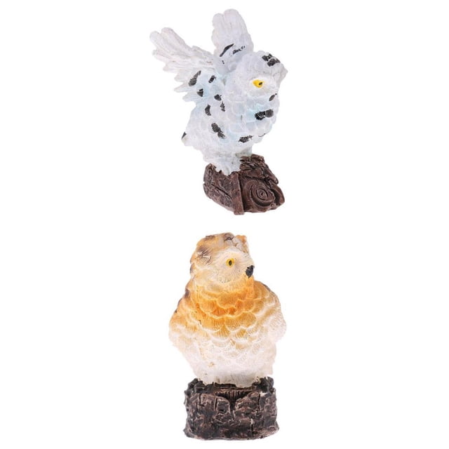 Estatua de escultura de búho Shamjiam 2 Piezas Resina miniatura Decoración hogar