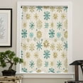 thumbnail image 4 of Teal Yellow Snowflake Christmas Semi Sheer Curtains Drapes for Living Room, Bedroom, French Doors Window 63 Inches Long, Xmas Snowflake Rustic Rod Pocket Chiffon Curtain Drapery Voile Drape Panel, 4 of 6