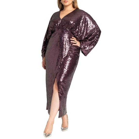 ELOQUII Women's Plus Size Dolman Sleeve Sequin Dress