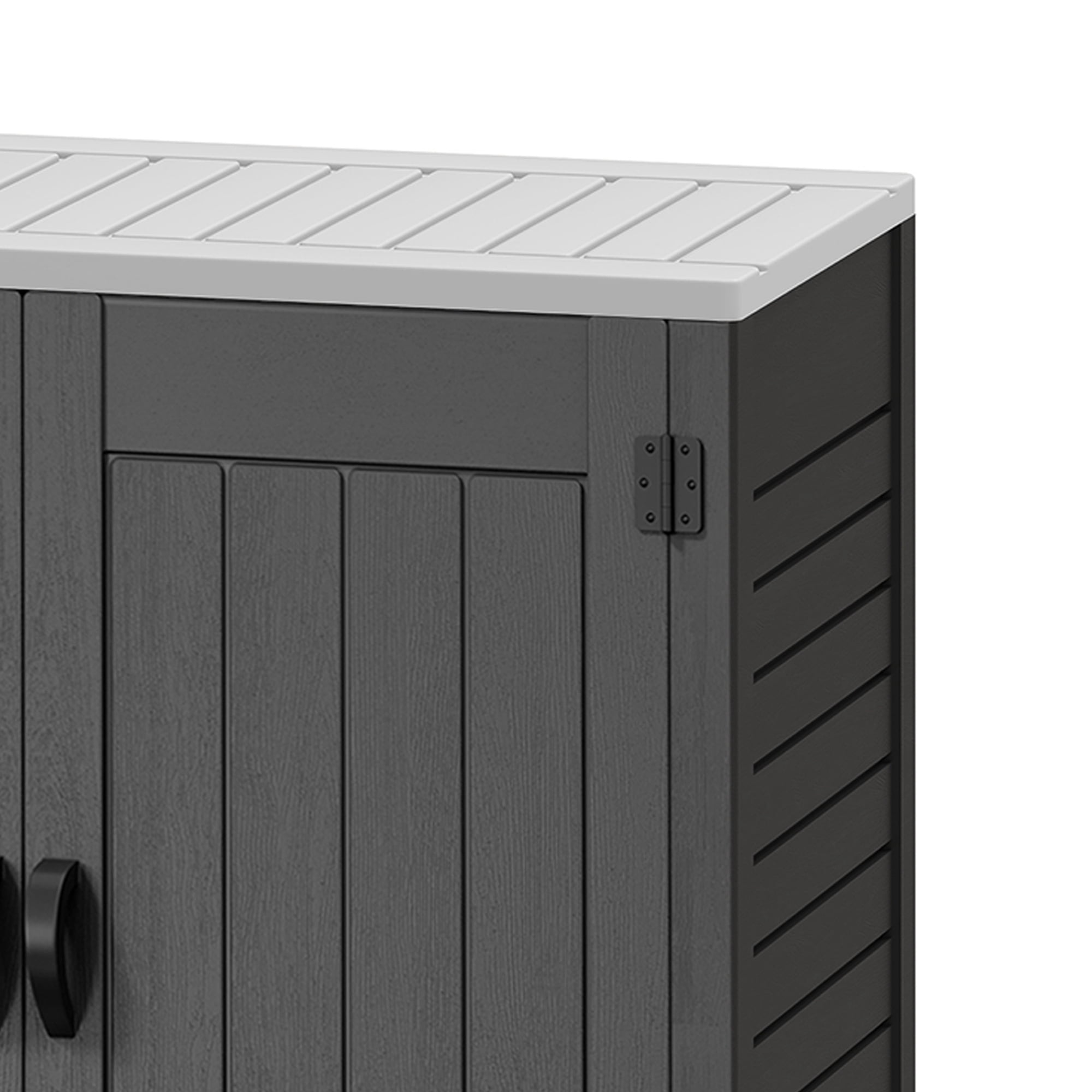 Uforic 59 Cu. Ft. Vertical Outdoor Storage Shed, Weatherproof Resin Cabinet with Double-Wall Panels & Floor, Lockable, Dark Gray (Shelves Not Included)