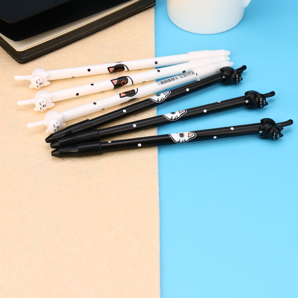 12Pcs Cute Kawaii Fun Black Cat Gel Ink Roller Ball Point Pen Korean Gift School 