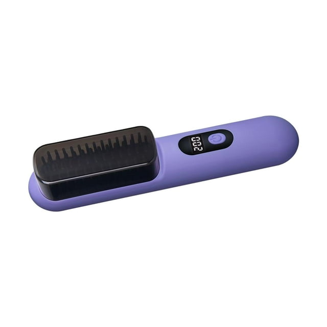 Peine alisador de pelo inalámbrico, peine alisador de pelo calentado, peine de peinado antiescaldaduras, peine eléctrico caliente para el hogar Violeta