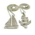 thumbnail image 5 of Hip Hop Yacht & Sailing Team Bling Pendant &  20" - 24" Box Chain 2 Silver Plated Necklace Set, 5 of 8