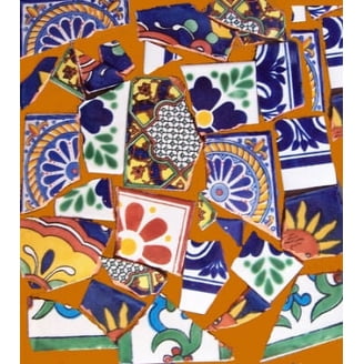 MEXTILES 10 Lbs Broken Mexican Talavera Tiles – Handmade Assorted Designs, 1/4" Thick, For Backsplash & Outdoor Use