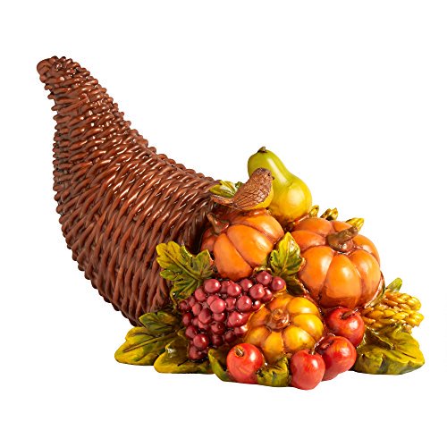 Nantucket Home Thanksgiving Polyresin Cornucopia Centerpiece Decor, 9.5Inch