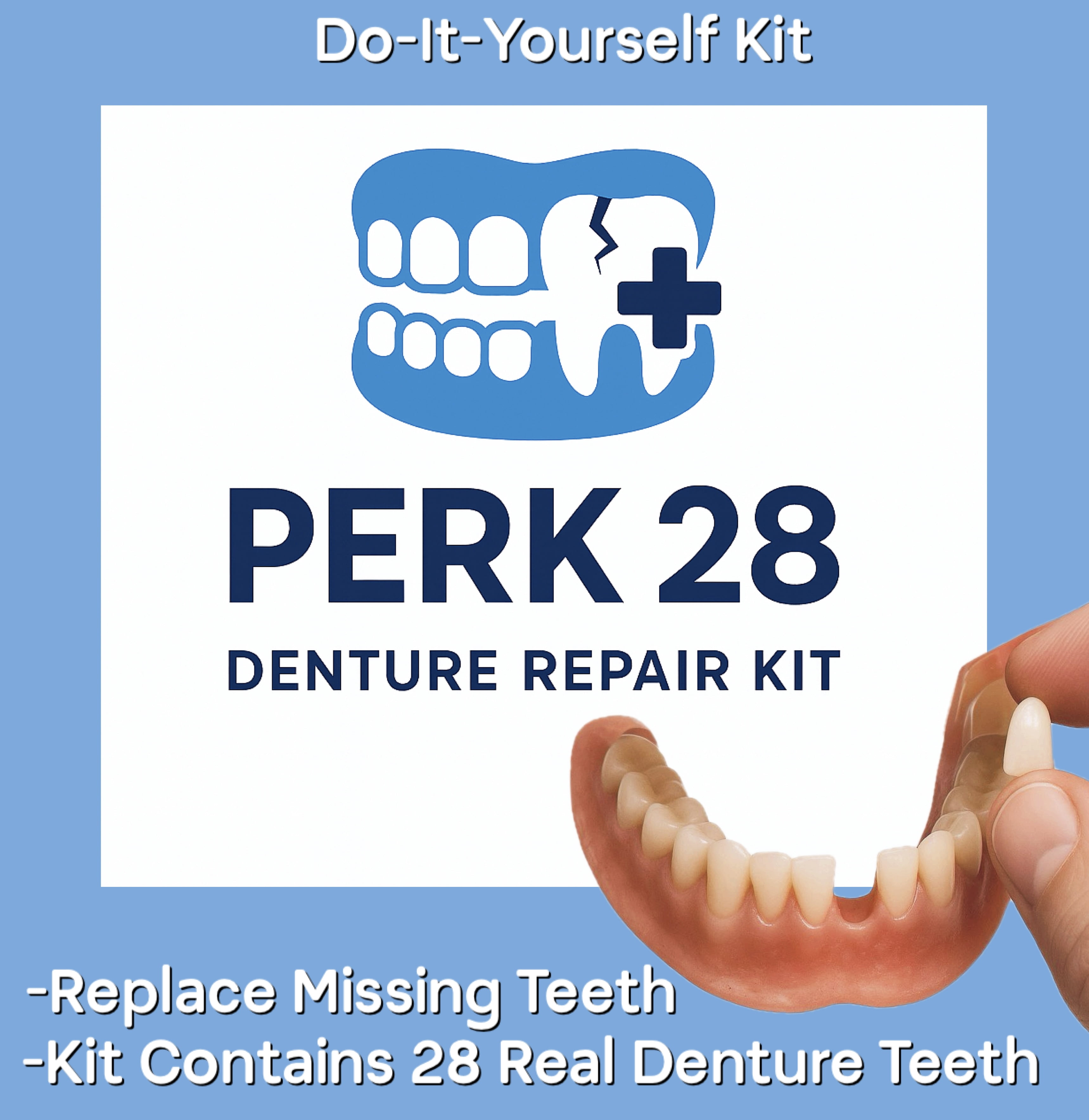 PERK Denture Repair Kit with 28 Denture Teeth