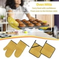 thumbnail image 5 of Balery Gold Shiny Pattern Oven Mitts and Pot Holders 4 pcs Set, Kitchen Oven Glove High Heat Resistant 500℉ Oven Mitts with Non-Slip Silicone Surface, 5 of 6