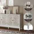 thumbnail image 2 of Buffet Cabinet with Storage,  Solid Wood Sideboard with 4 Carved Doors, Accent Cabinet with Adjustable Shelf, Vintage Farmhouse Console Table for Kitchen, Living Room, Entryway, 2 of 9