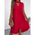 thumbnail image 4 of Women V-Neck Floral Printed A-Line Elegant Dresses Sleeveless Sundress Casual Boho Dress Red XS, 4 of 7