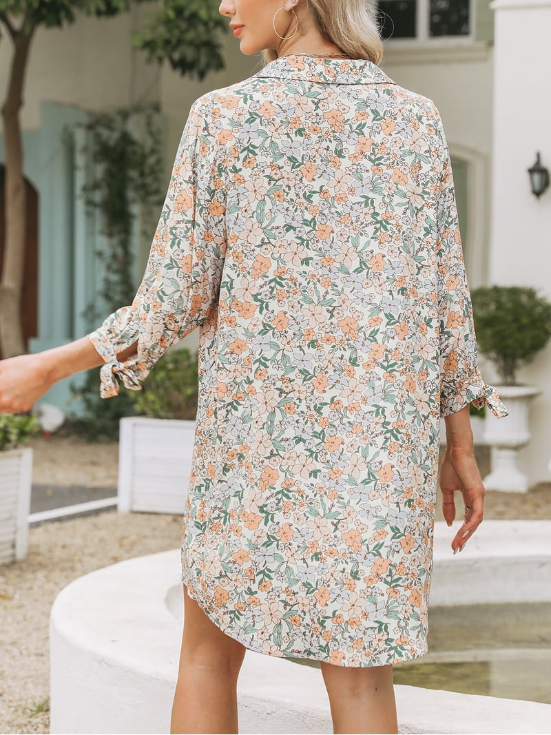 Ropa Verano Casual Vestido De Verano CUPSHE Para Mujer - Estilo Camisa Floral Con Mangas 3/4, Blanco A Rayas, Talla XL Vestido Mini Mujer