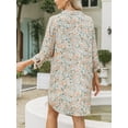 thumbnail image 2 of CUPSHE Women Floral Shirt Beach Cover Up Dress 3/4 Sleeve Cuff Tie Button Down Mini Summer Dresses Cover Ups Vacation, 2 of 4