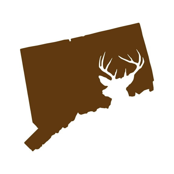 Connecticut Deer State Sticker Decal Die Cut - Self Adhesive Vinyl - Weatherproof - Made in USA - Many Color and Sizes - buck hunt hunting rifle ct