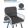 thumbnail image 5 of Garvee Patio Dining Chairs Set of 4 – Black Metal Frame with White Hand-Woven Rattan, Cushioned Porch Armchairs for Indoor, Garden, Balcony, Deck, Backyard, 5 of 5
