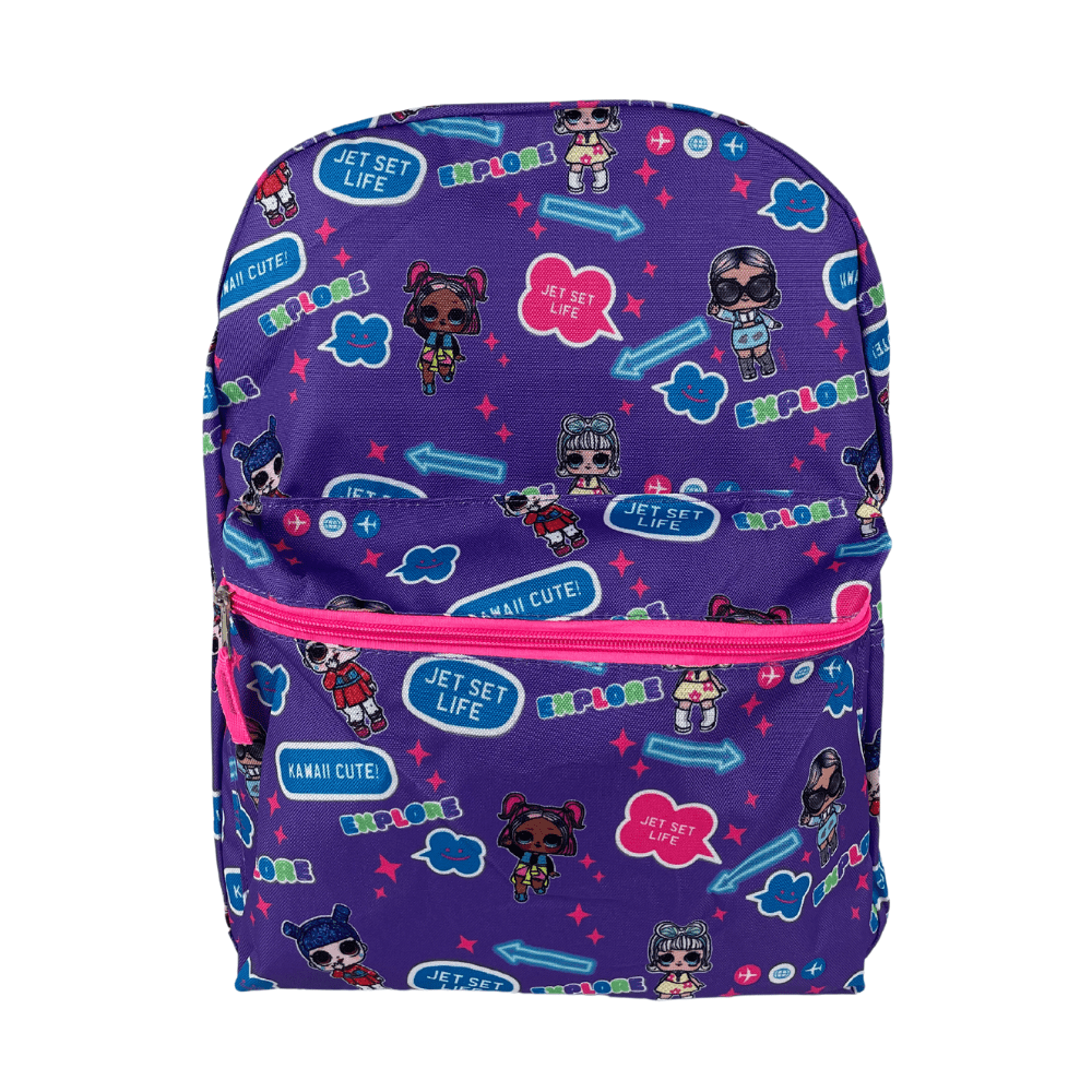 LOL Surprise Girls Backpack LOL Kids School Backpack 16 inch Purple