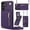 Purple, variant on Crossbody Wallet Case for Samsung Galaxy S25 with Card Holders RFID Shockproof Cover, Back Magnetic Flip Kickstand Zipper Slot Case, PU Leather Cover Handbag Shoulder Strap Phone Case,Purple