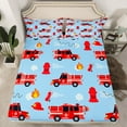 thumbnail image 2 of YST Red Fire Truck Toddler Bedding Set Firefighter Fire Truck Bed Sheets Set For Boys Girls Kids Fighting Supplies Fireman Car Vehicle Sheet Set Ambulance Blue Red Top Fitted Sheet Queen, 2 of 5