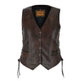 thumbnail image 2 of Dream Apparel Womens Motorcycle Vest Black Genuine Leather Vests for Ladies Biker Riding Slim Vest With Braid and Side Laces, 2 of 5