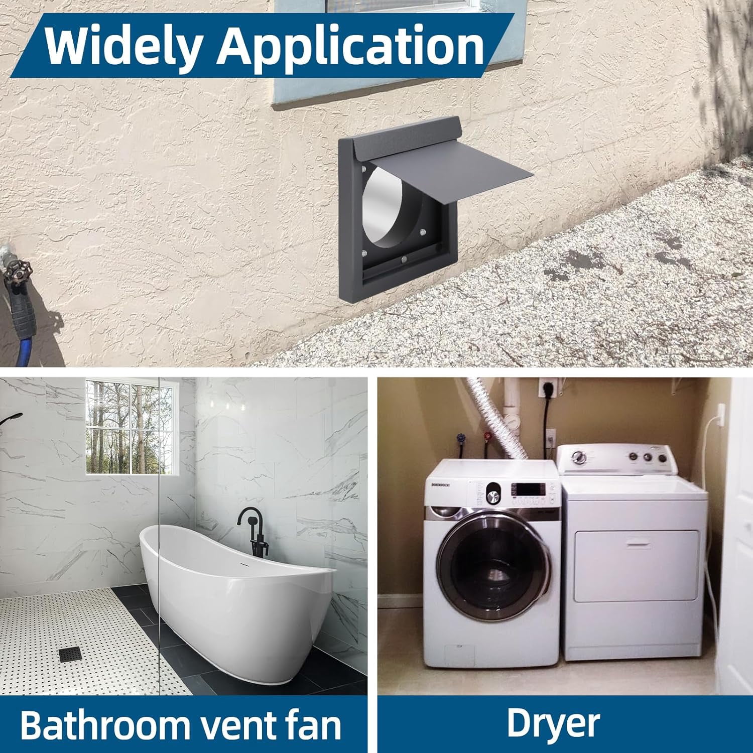 Dryer Vent Cover 4 Inch Galvanized Steel with Silicone Pad for Energy Saving Noise Reduction and Animal Proof Seal for Bathroom Exhaust Wall Vents