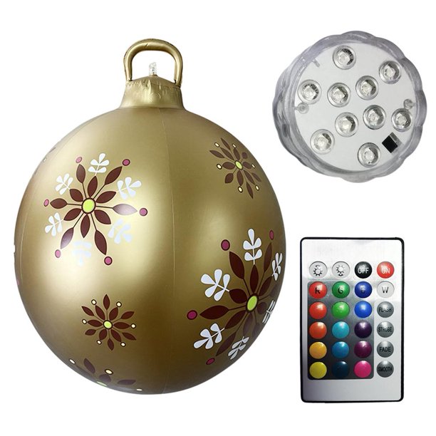 2uds. Bola de Navidad inflable de 60 cm, bola inflable de Navidad con brillo de PVC (estilo R)