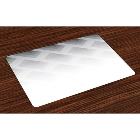 - Grey Placemats Set of 4 Blur Poster Display with Simplistic Square Shapes Contemporary Optic Illusion Print, Washable Fabric Place Mats for Dining Room Kitchen Table Decor,Cloud White, by Ambesonne