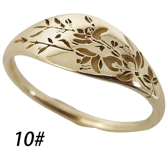 Anillos para mujer, regalos para mujer, joyería de galvanoplastia europea y de moda, anillo de moda hueco de metal con flores.