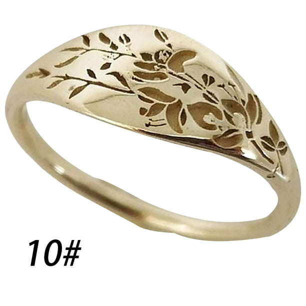 Anillos para mujer, regalos para mujer, joyería de galvanoplastia europea y de moda, anillo de moda hueco de metal con flores.