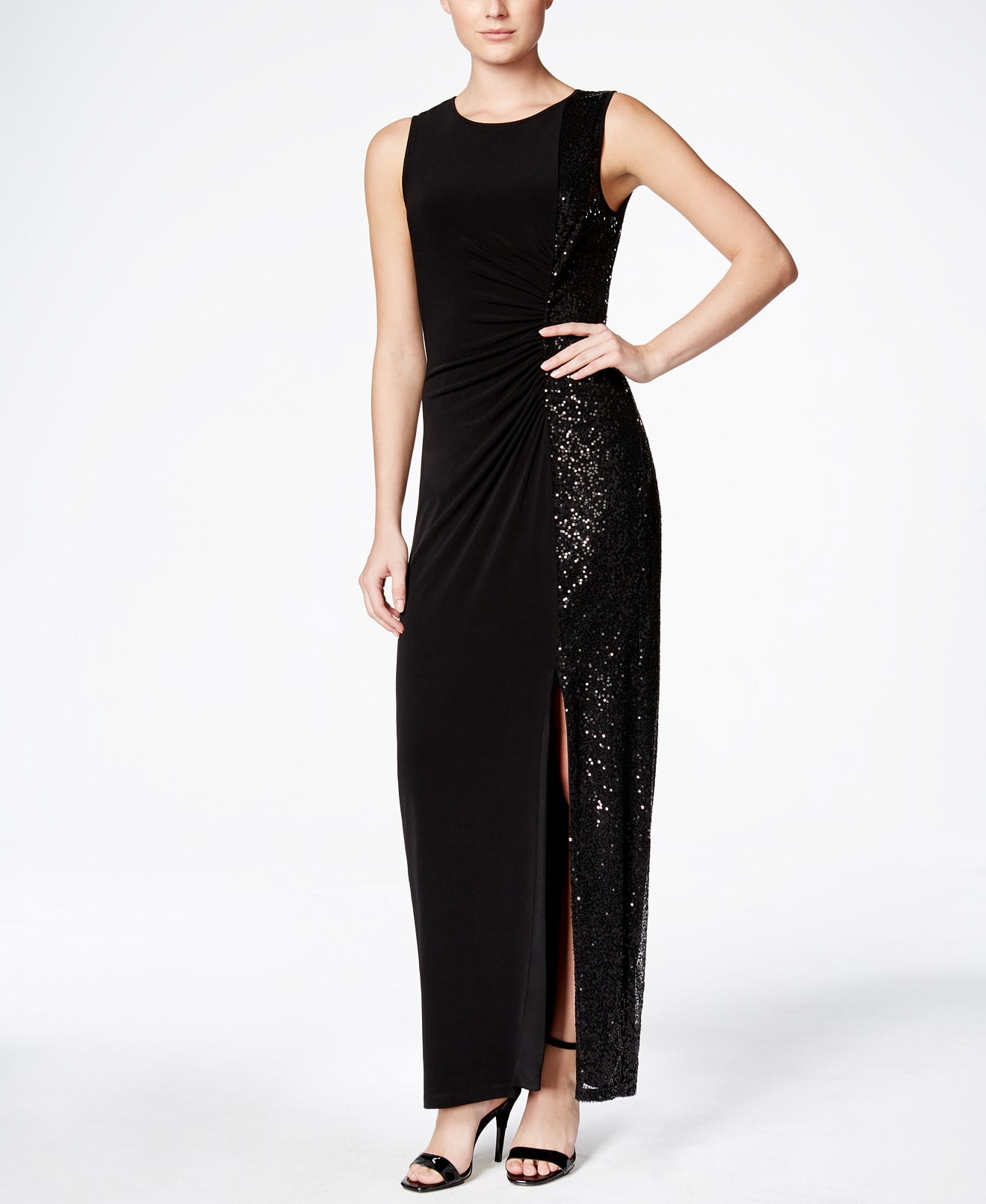 calvin klein black sequin gown