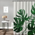 thumbnail image 2 of GOSMITH Durable and Washable Tropical Leaves Monstera Palm Leaf Plant Print Green Colored Summer Hawaiian Style Decorative Shower Curtain White, 2 of 7