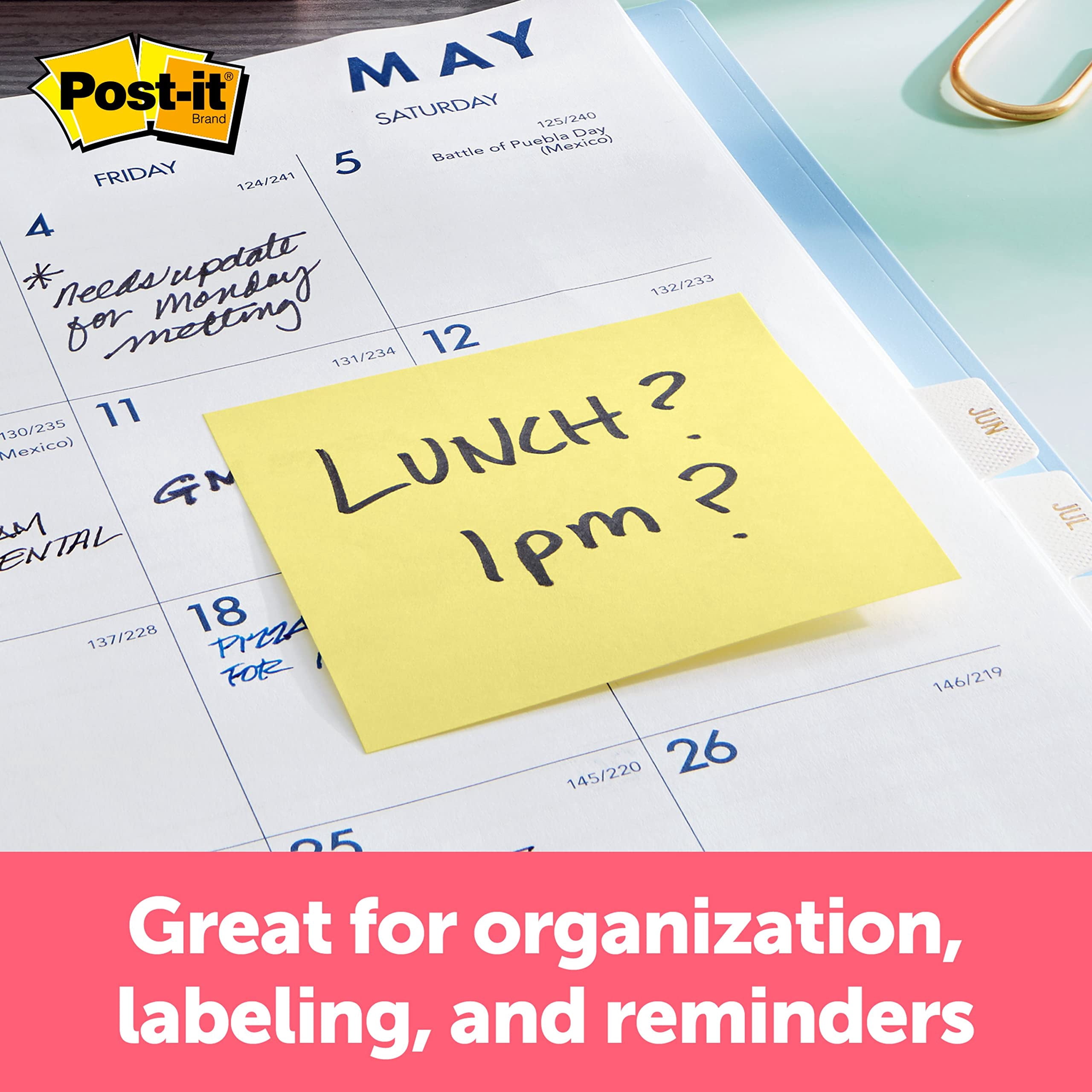 Post-it Notes, 3 in x 3 in, Canary Yellow, 4-Count Pack (Pack of 9)