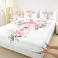 thumbnail image 3 of Homewish Pink Fashion Bowknot Full Size Sheets for Girl, Spring Rose Floral Bed Sheets, Kawaii Princess Style Sheet Sets, Ultra Soft Bedroom Decor, 4pcs, 3 of 7