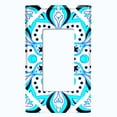 thumbnail image 5 of Metal Light Switch Plate Cover Neon Blue Mandala Flower Tile Pattern MDL033, 5 of 13