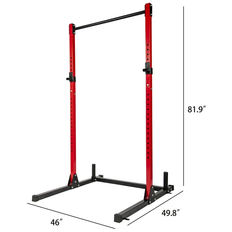 BalanceFrom Multi Function Adjustable Power Rack Exercise Squat Stand with J Hooks and Other Accessories 500lb Capacity Walmart