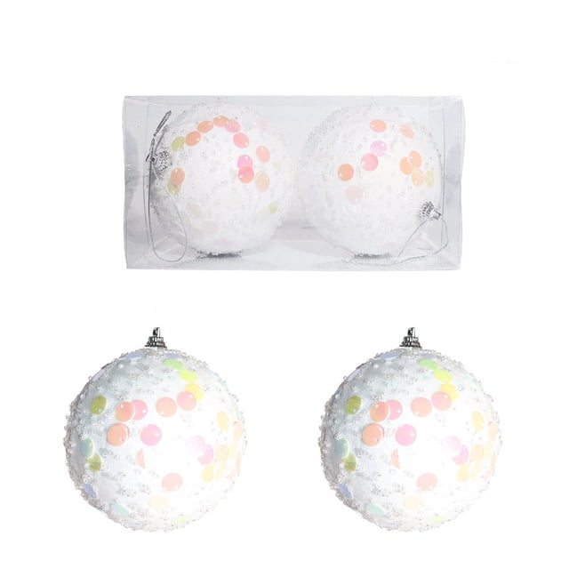 Ornamento de Navidad Bola de Oro Brillante, Set de 2 Piezas de 9cm, Adecuado para Colgar, Estilo de Fiesta de Navidad, Perfecto para Salón o Comedor, Material de Metal resistente, 2 Piezas