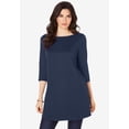 thumbnail image 2 of Roaman's Women's Plus Size Cotton Ultimate Boatneck Tunic With Side Slits, 2 of 6