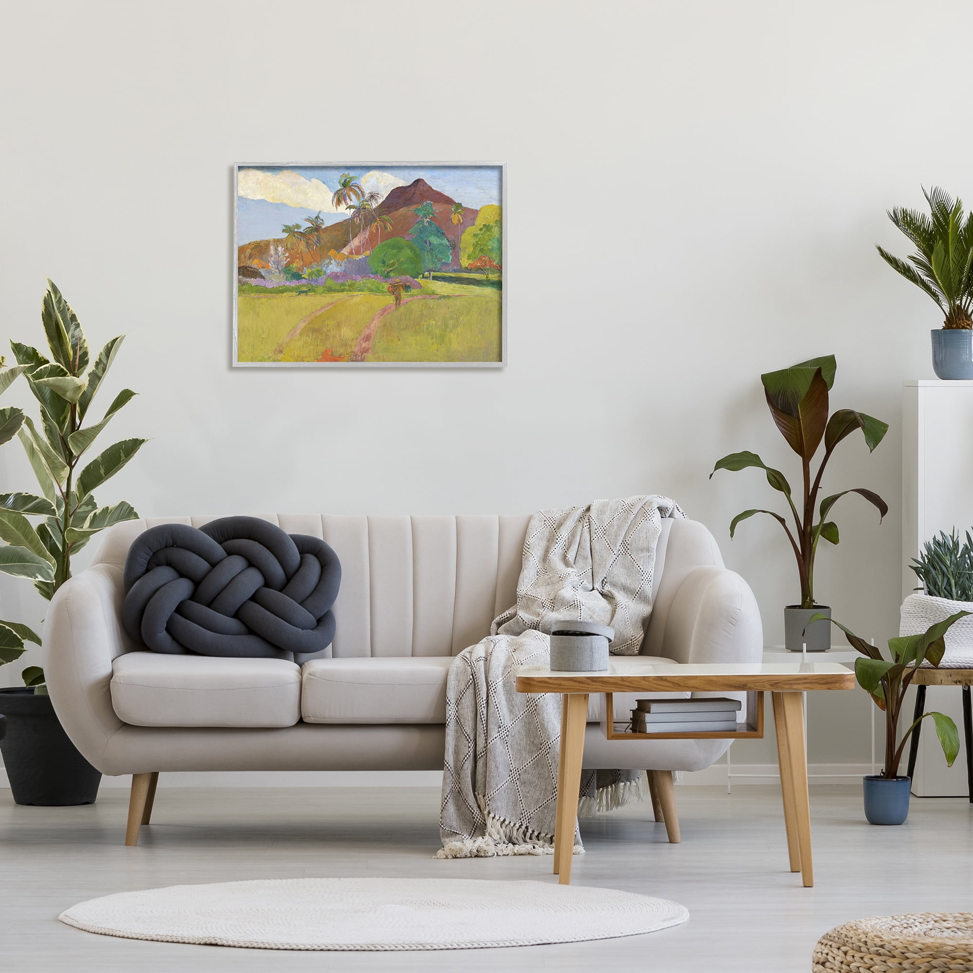 Stupell Tahitian Landscape Gauguin Painting Landscape Painting Gray Framed Art Print Wall Art