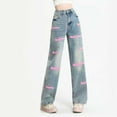 thumbnail image 6 of Denim Pants for Women Comfortable Baggy High Waist E Girl Streetwear Vintage Denim Straight Leisure Pants for Women, 6 of 7