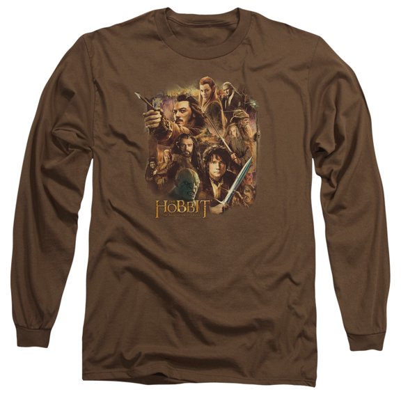 Hobbit Middle Earth Group Long Sleeve Adult 18/1 T-Shirt Coffee