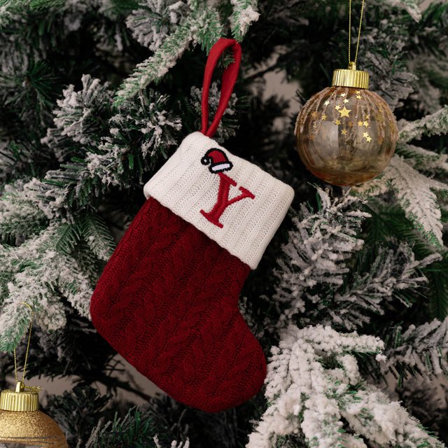 Christmas Decorative Supplies Red Knitted Christmas Socks Tree Pendant Embroidered Wool Rhetoric Socks for Festive Celebrations and Holiday