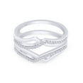 thumbnail image 3 of Round Cut White Cubic Zirconia Criss Cross Infinity Guard Enhancer Ring In 14K White Gold Plated 925 Sterling Silver (Color: White, Clarity: VVS1-VVS2) -8.5, 3 of 8