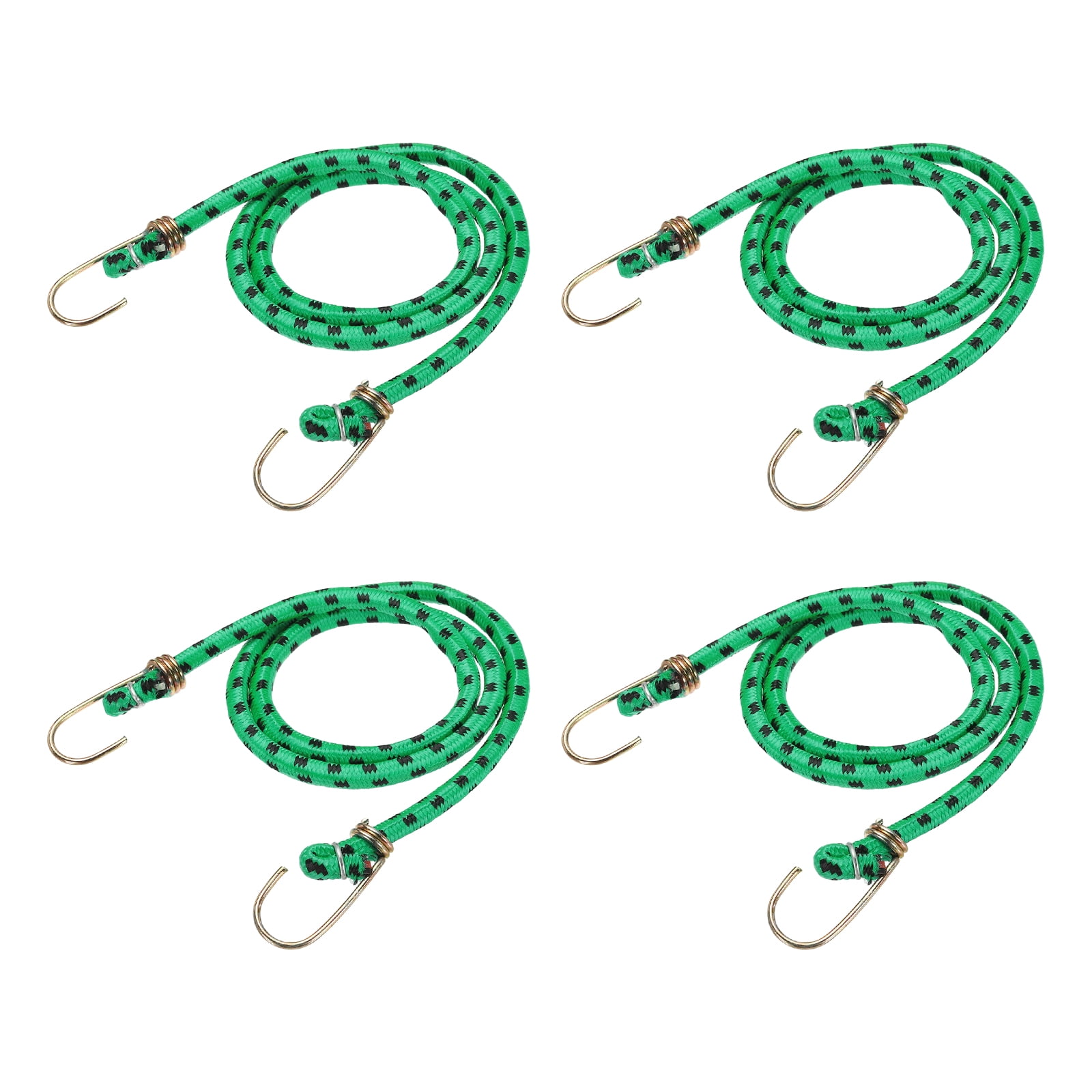 Uxcell 3/8 x 6.6ft Marine Grade Bungee Cord with Hooks 4Pcs Rubber Heavy Duty Outdoor Elastic Straps Kayak Stretch String Rope for Securing Luggage Moving Cargo Green