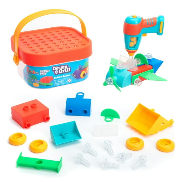 Educational Insights Design & Drill Seau à Construire avec Jouet de Perceuse Électrique, 41 Pcs, Jouet STEM Préscolaire, Cadeaux pour Garçons & Filles, 3 Ans et Plus