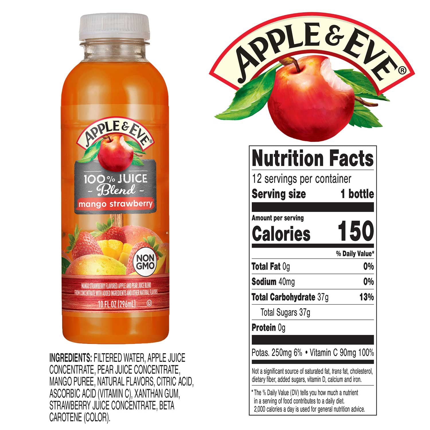 Apple & Eve 100% Juice Tropical Sunrise Variety Pack, 10 fl oz Bottles, 24 Pack – Fruit Juice for Kids & Family