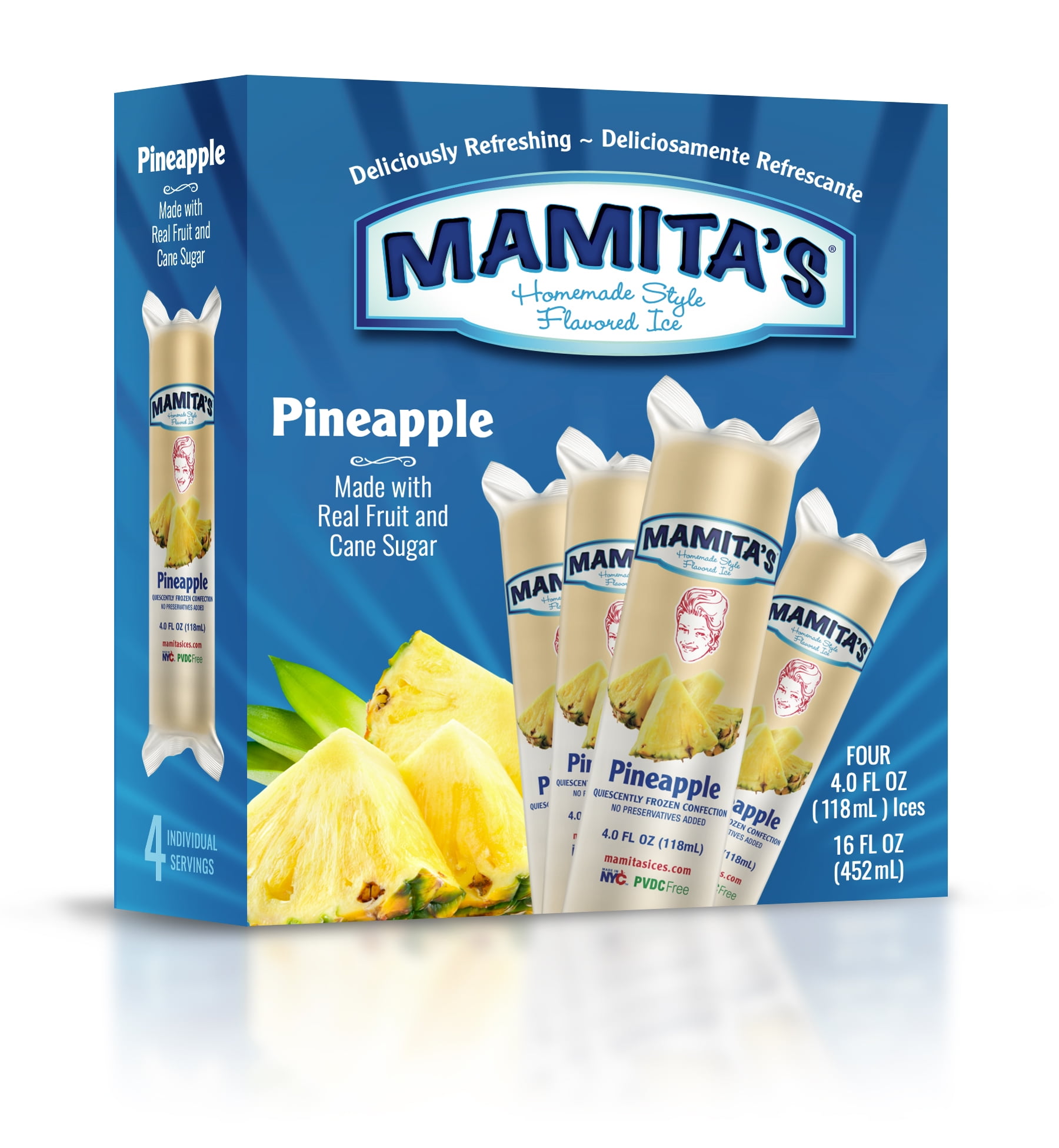 Mamita’s Mamita's Homemade Style Flavored Ice, PINEAPPLE - 4 Ices, 16 FL OZ
