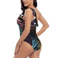 thumbnail image 4 of Picia Dragon with Colorful Tail Pattern Women's One Piece Swimsuits,One Shoulder Swimwear Asymmetric ,Ruffle Monokinis Bathing Suits,High Waisted Flattering Bathing Suits-Large, 4 of 8