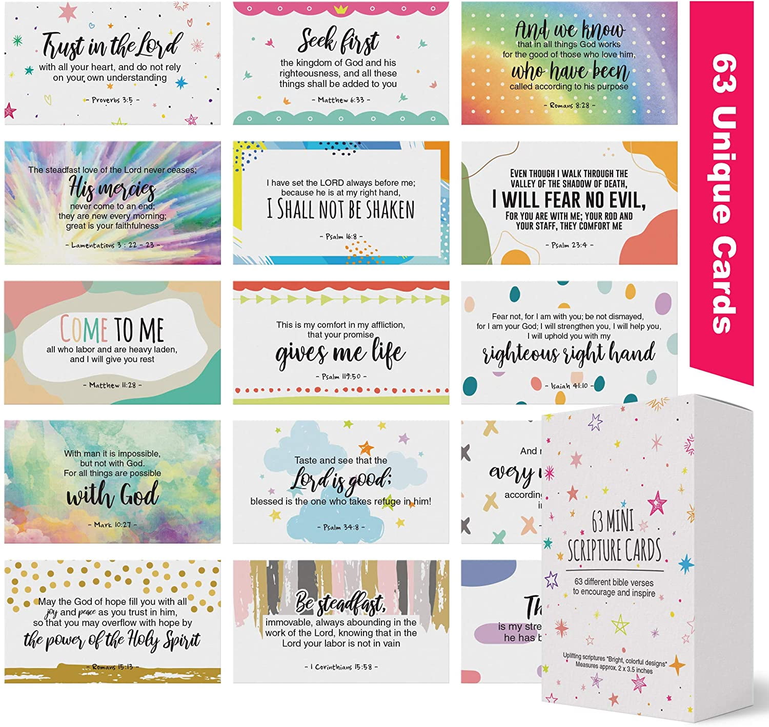 Dessie Prayer Cards - 63 Mini Scripture Cards with Assorted Bible