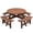 Brown | 8 Person, variant on Tcbosik 6 Person Wood Picnic Table Bench Set, Round Camping Table w/Umbrella Hole, Circular Outdoor Table with 3 Built-in Benches for Patio, Garden, Backyard, Porch, Natural